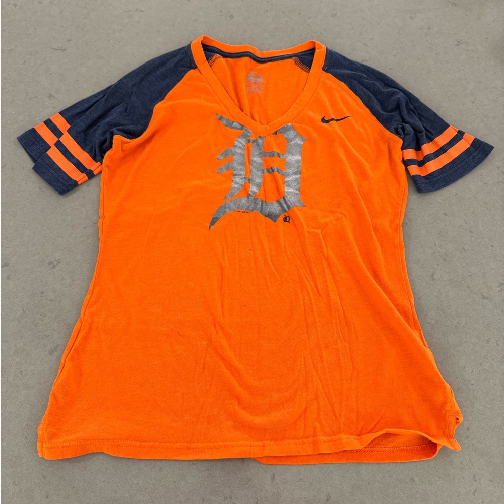 Nike Detroit tigers shirt women's adult large short sleeve orange and blue